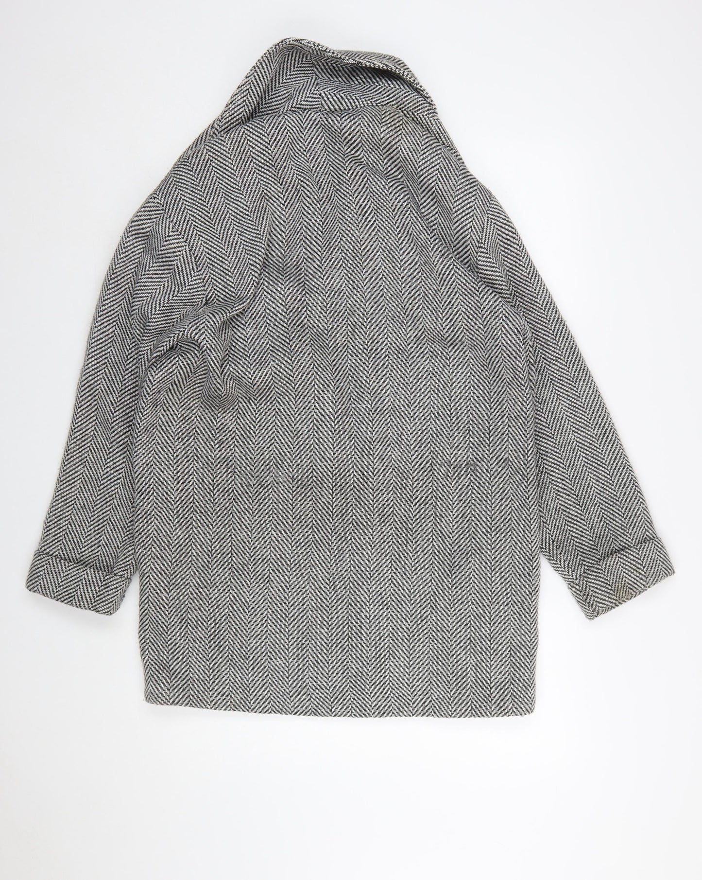 H&M Divided Women's Grey Herringbone Pea Coat Size M Wool Blend