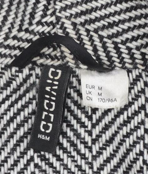 H&M Divided Women's Grey Herringbone Pea Coat Size M Wool Blend