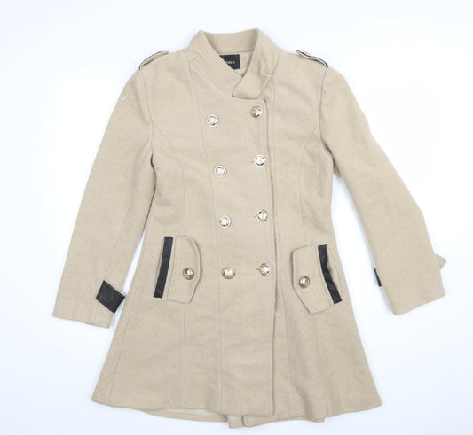 Momoco Womens Beige Military Style Long Coat Size 8
