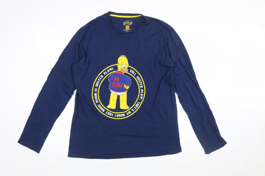 Primark Men’s Blue The Simpsons Homer Mr Plow Long Sleeve T-Shirt Size L