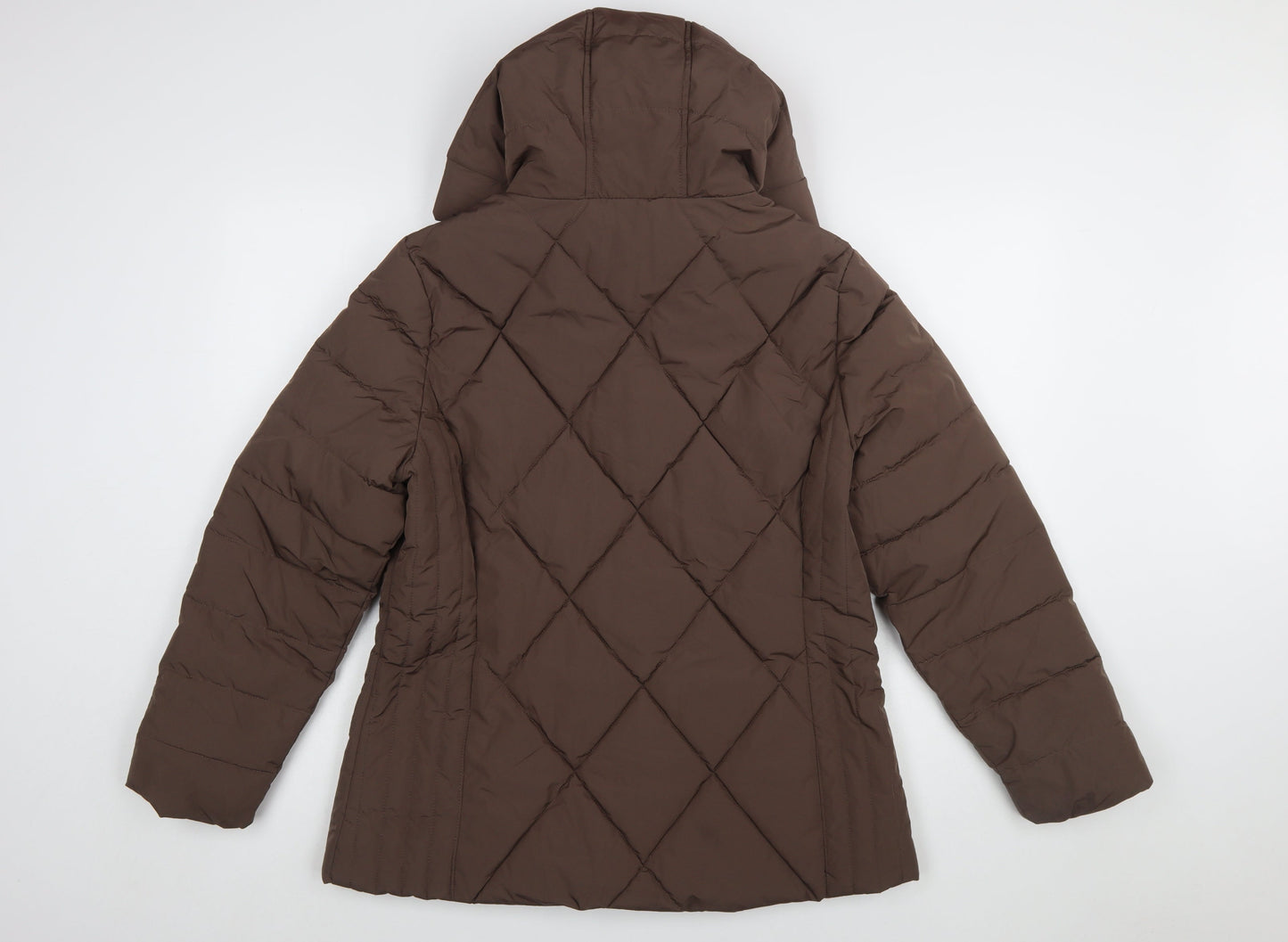 Tu Women Brown Quilted Hooded Puffer Jacket Size 14