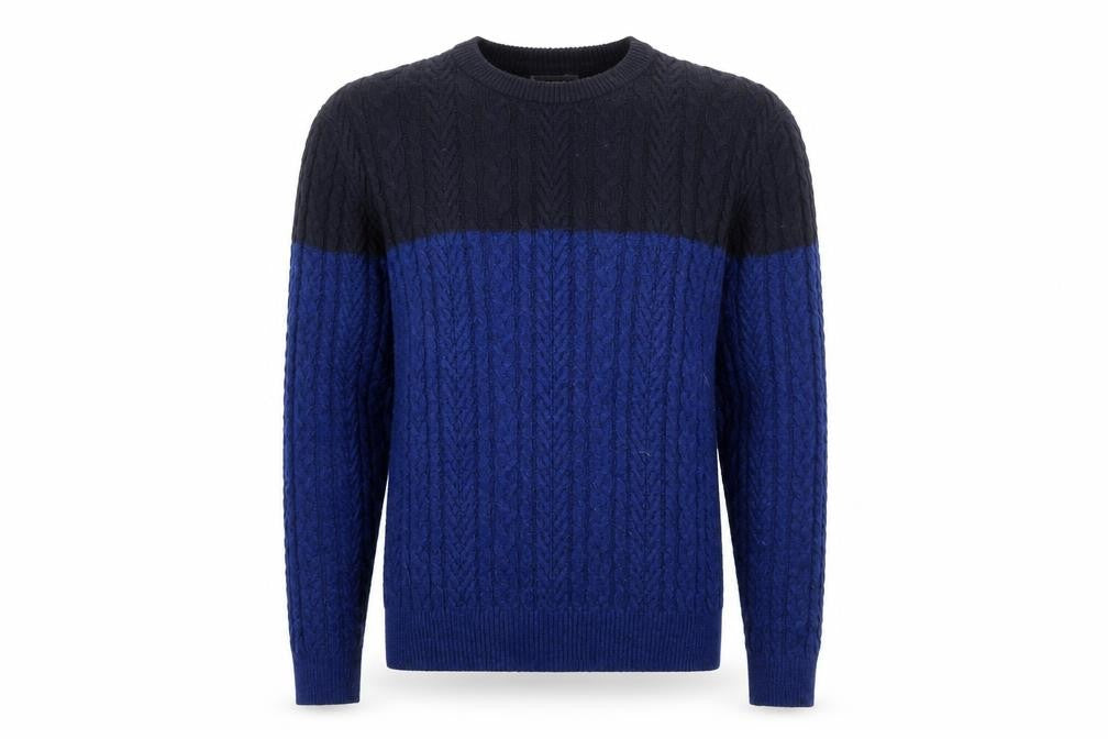 Marks & Spencer Men’s Blue Cable-Knit Crew Neck Jumper Size L