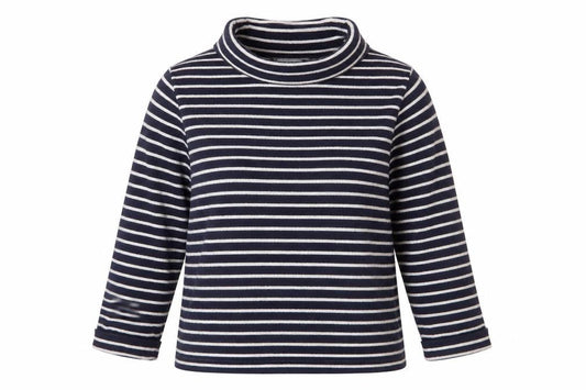 Pure Collection Women’s Blue Striped Roll Neck 3/4 Sleeve Cashmere Jumper Size 10