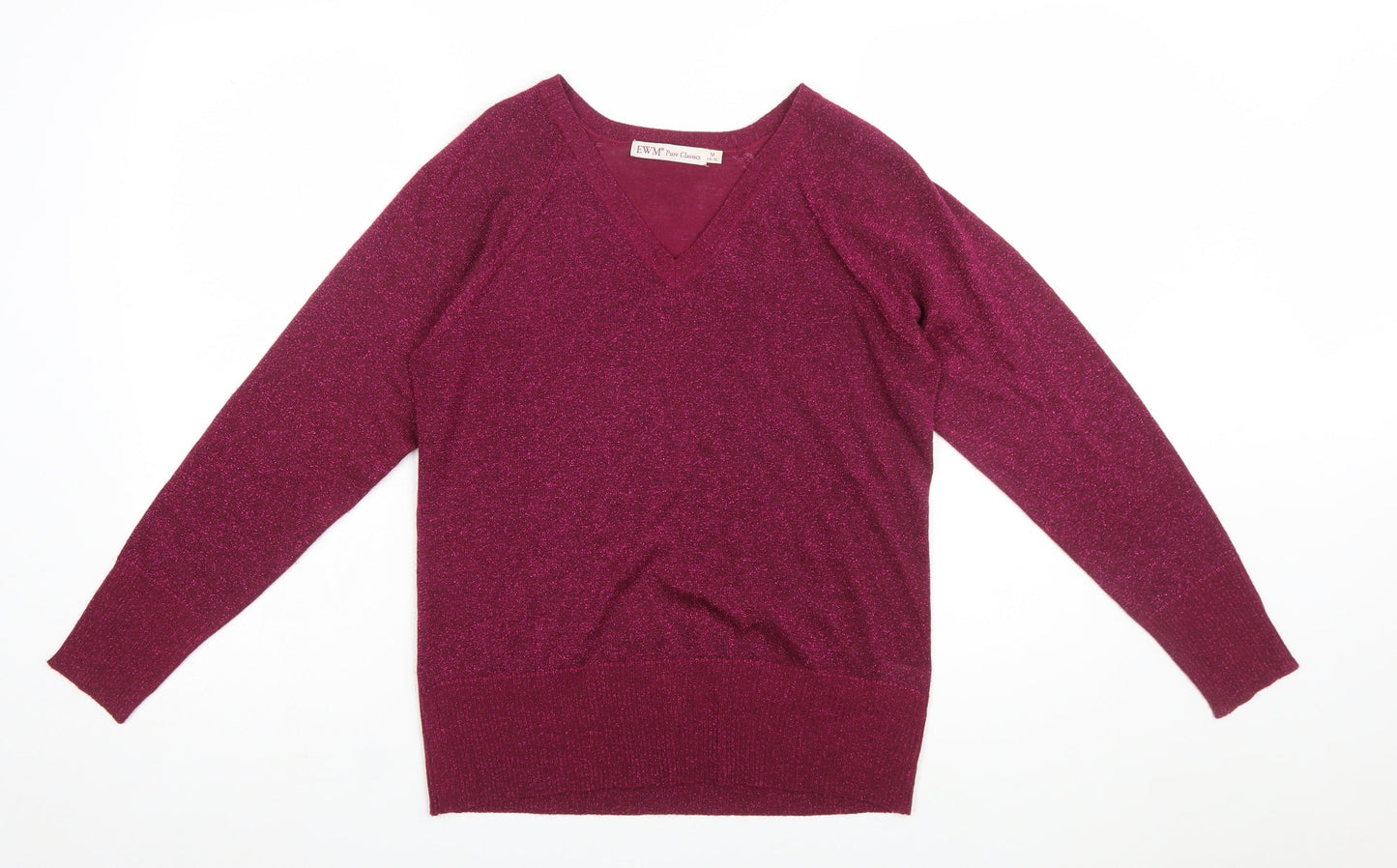 EWM Women’s Purple V-Neck Long Sleeve Knit Jumper Size M 14-16