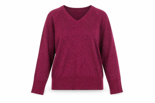 EWM Women’s Purple V-Neck Long Sleeve Knit Jumper Size M 14-16