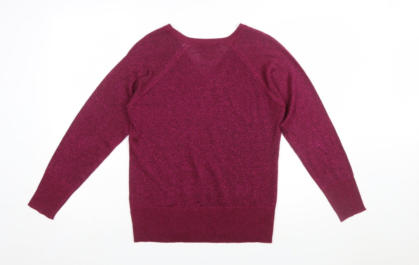 EWM Women’s Purple V-Neck Long Sleeve Knit Jumper Size M 14-16