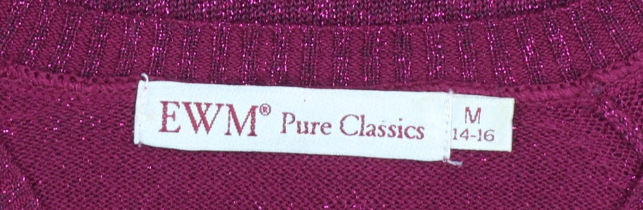 EWM Women’s Purple V-Neck Long Sleeve Knit Jumper Size M 14-16