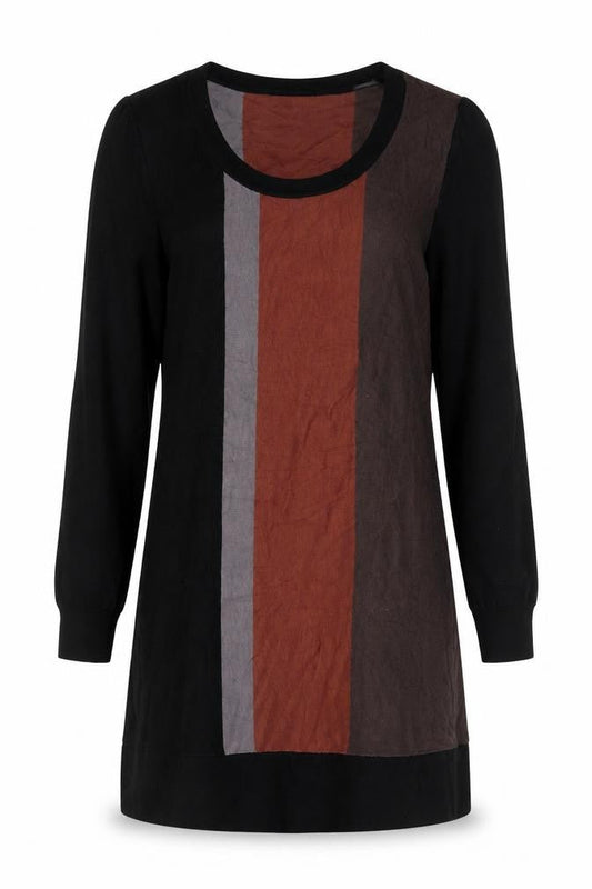 F&F Women’s Black Brown Colourblock Knit Shift Dress Size 14