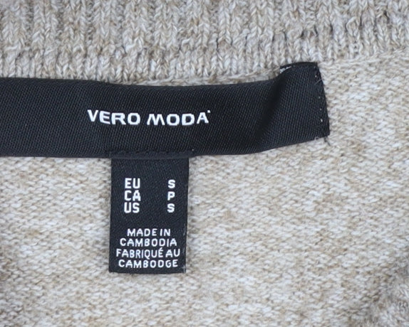 Vero Moda Women's Beige Roll Neck Jumper Size S Relaxed Fit Winter Knit
