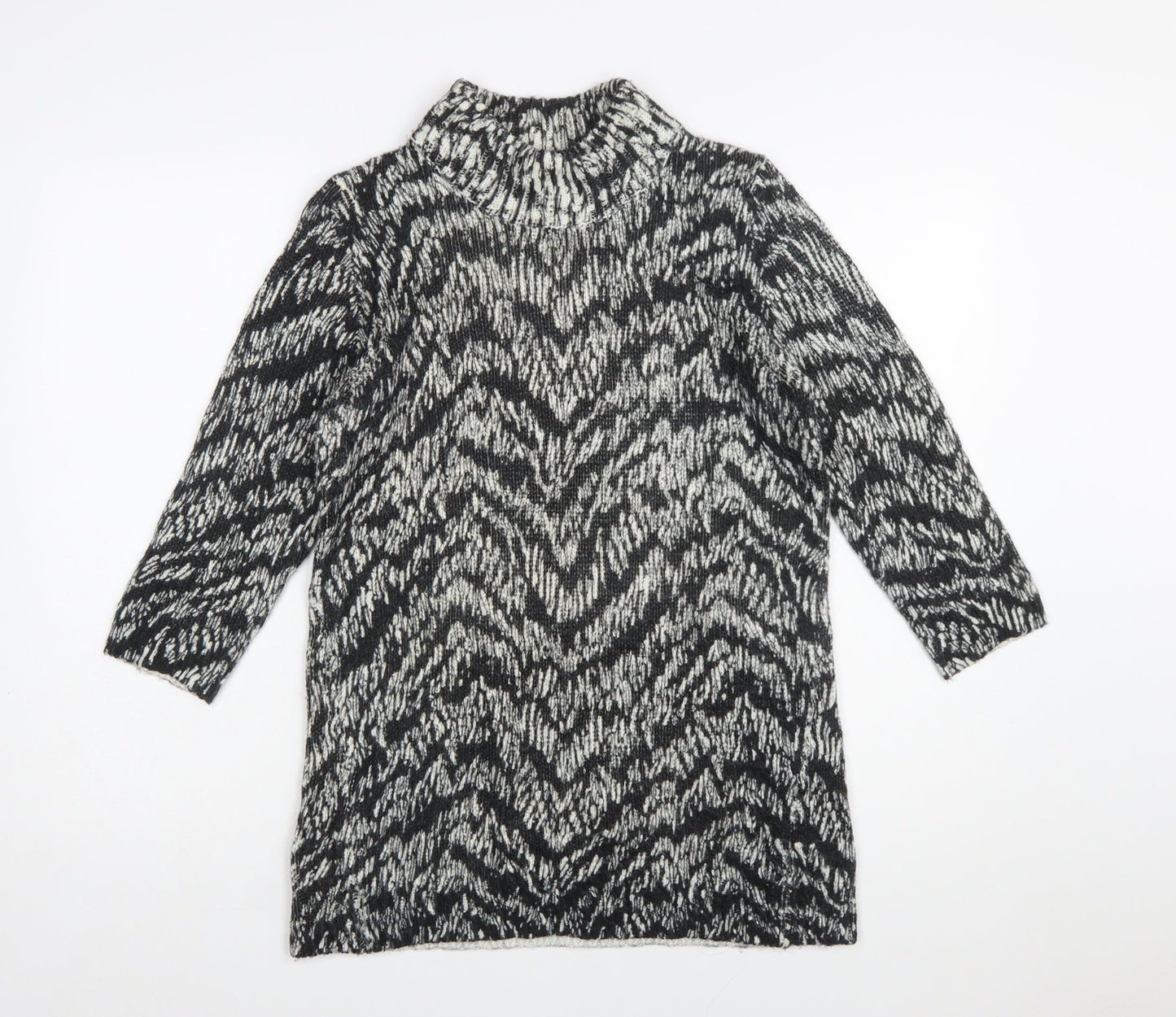 Marks and Spencer Women’s Black Animal Print Roll Neck Jumper Dress Size 12