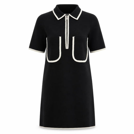 Zara Women Black Collared Knit Shift Dress Size S