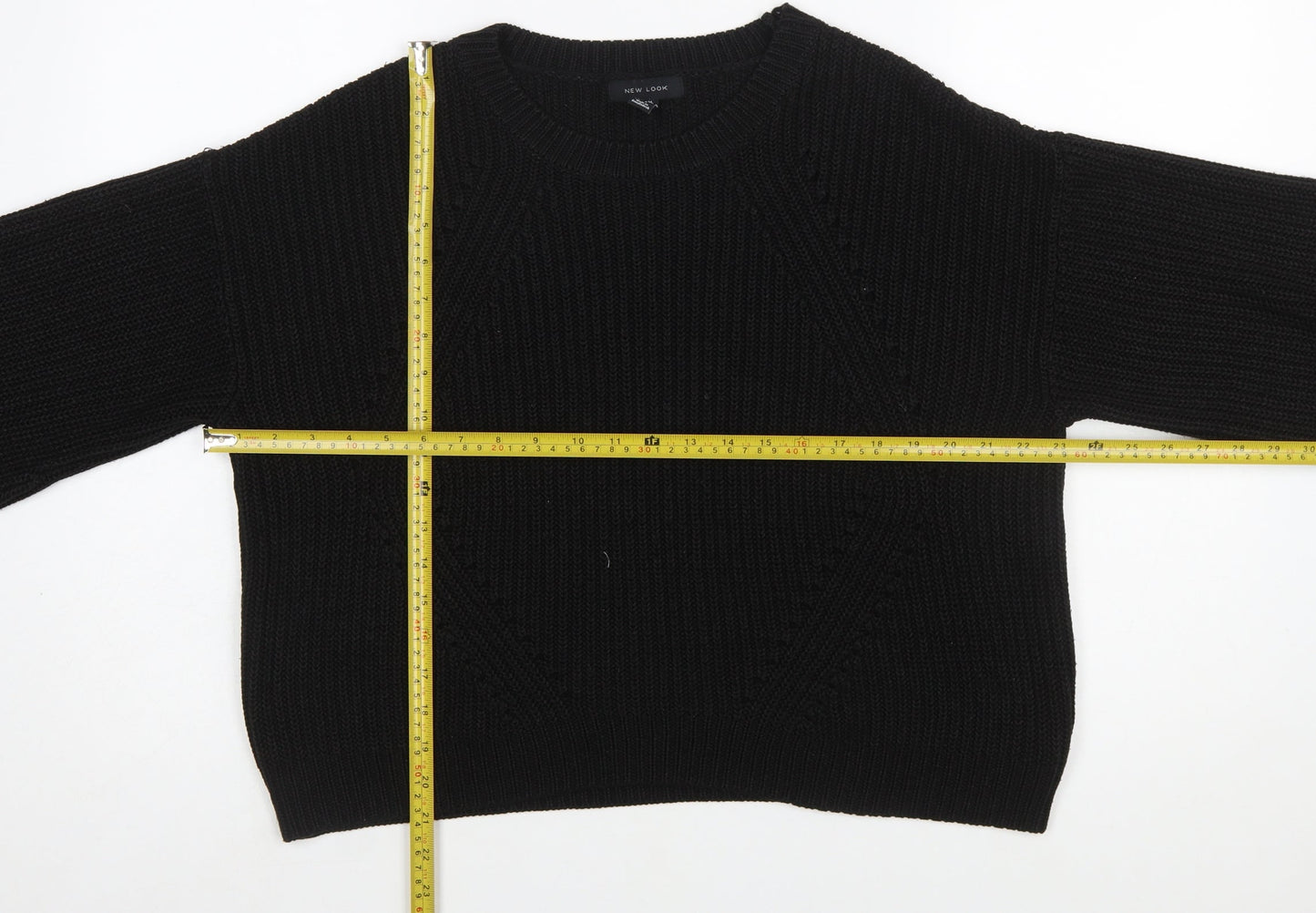 New Look Women's Black Chunky Knit Crew Neck Pullover Jumper Size M
