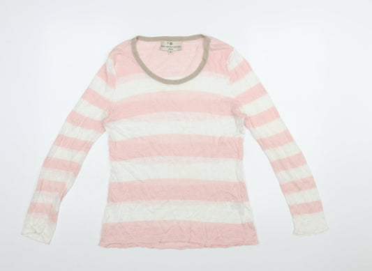 Fenn Wright Manson Women’s Pink Striped Linen Jumper Size 14 Petite