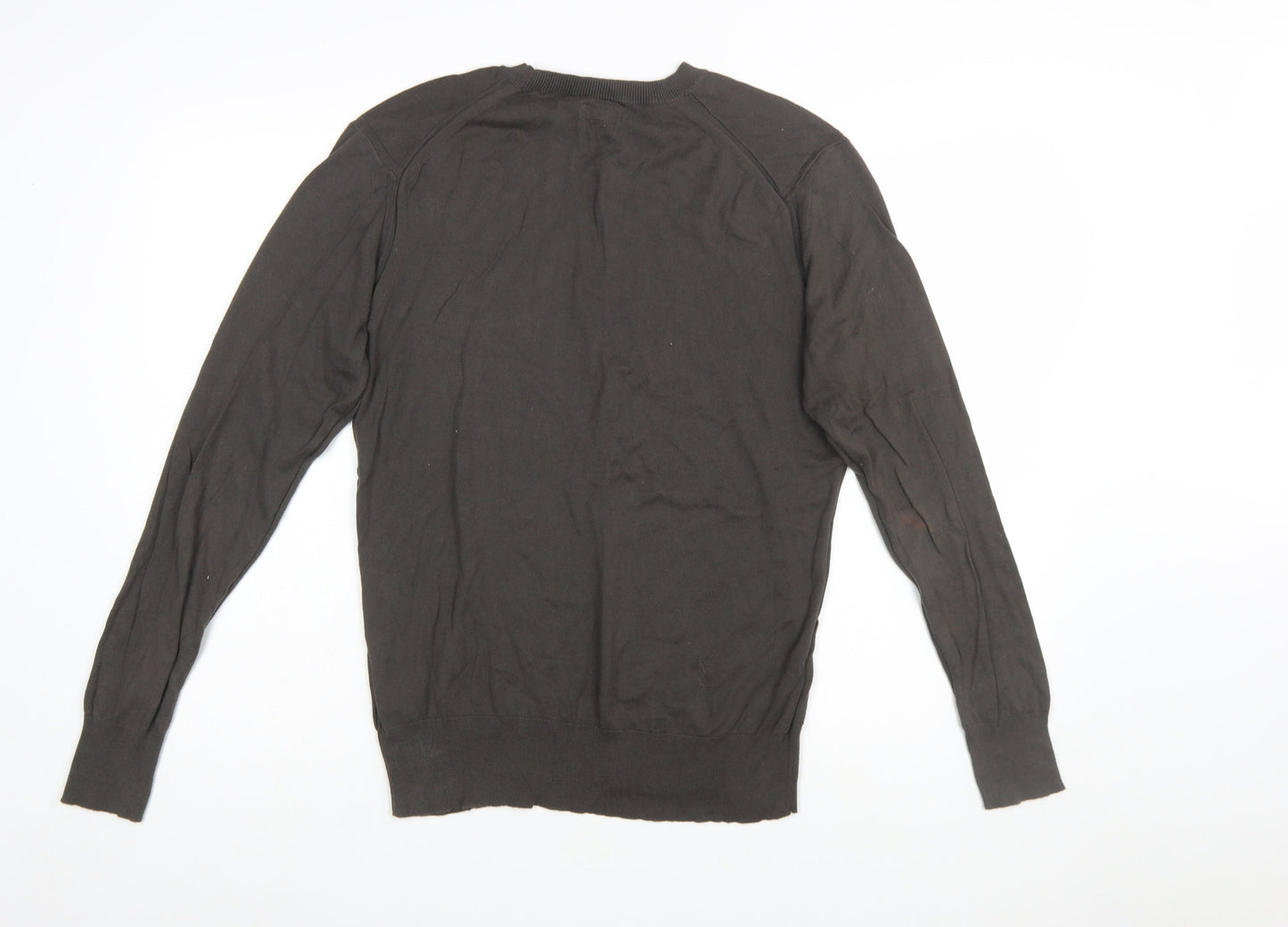 AllSaints Men Brown Cotton Crew Neck Pullover Jumper Size L