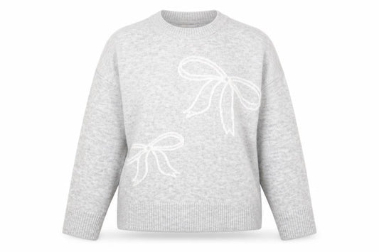 Tu Women’s Grey Bow Knit Jumper Size 18 Crew Neck Long Sleeve
