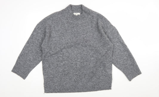 Marks and Spencer Womens Grey Mock Neck Knit Jumper Size L
