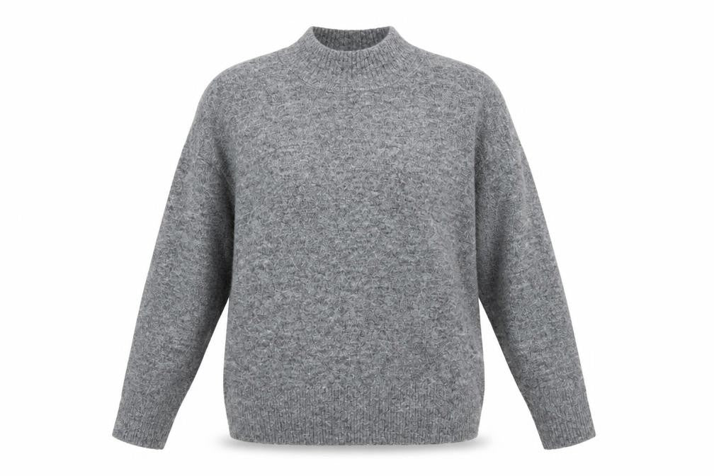 Marks & Spencer Womens Grey Mock Neck Knit Jumper Size L