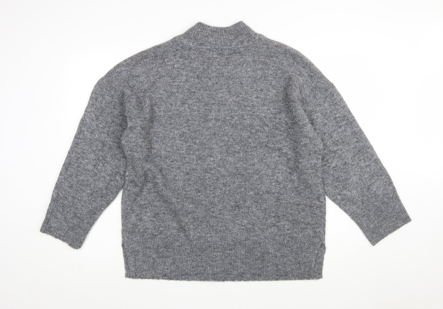 Marks and Spencer Womens Grey Mock Neck Knit Jumper Size L