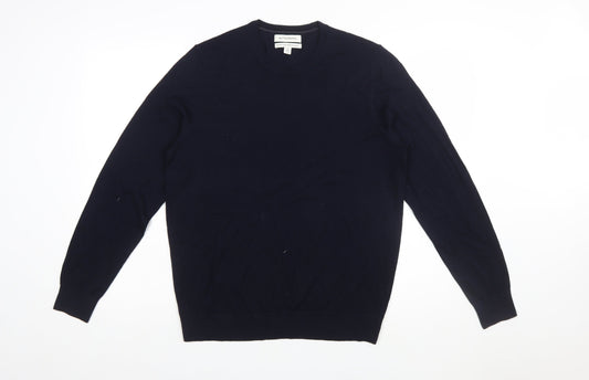 Marks and Spencer Mens Blue Merino Wool Crew Neck Jumper M