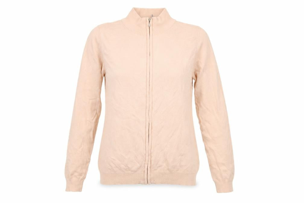 Brave Soul Women's Beige Full Zip Mock Neck Jumper S