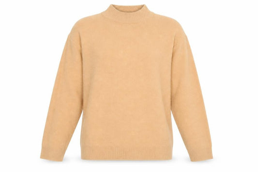 Brave Soul Women’s Beige Mock Neck Knit Jumper XS