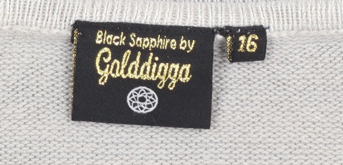 Golddigga Women Grey Knit Pullover Jumper Size 16 Classic Style