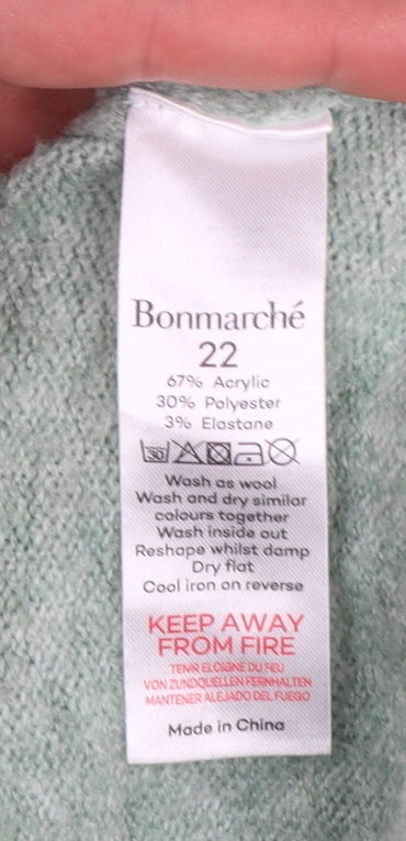 Bonmarché Women Green Size 22 Mock Neck Pullover Jumper