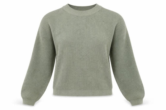Hollister Women’s Green Chunky Knit Crew Neck Jumper Size S