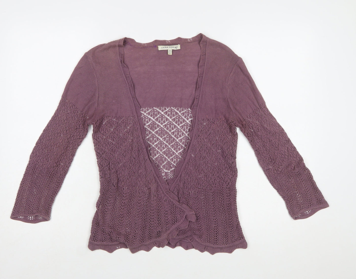 Laura Ashley Women Purple Open Knit Cardigan UK 10
