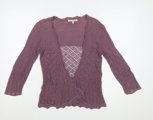 Laura Ashley Women Purple Open Knit Cardigan UK 10