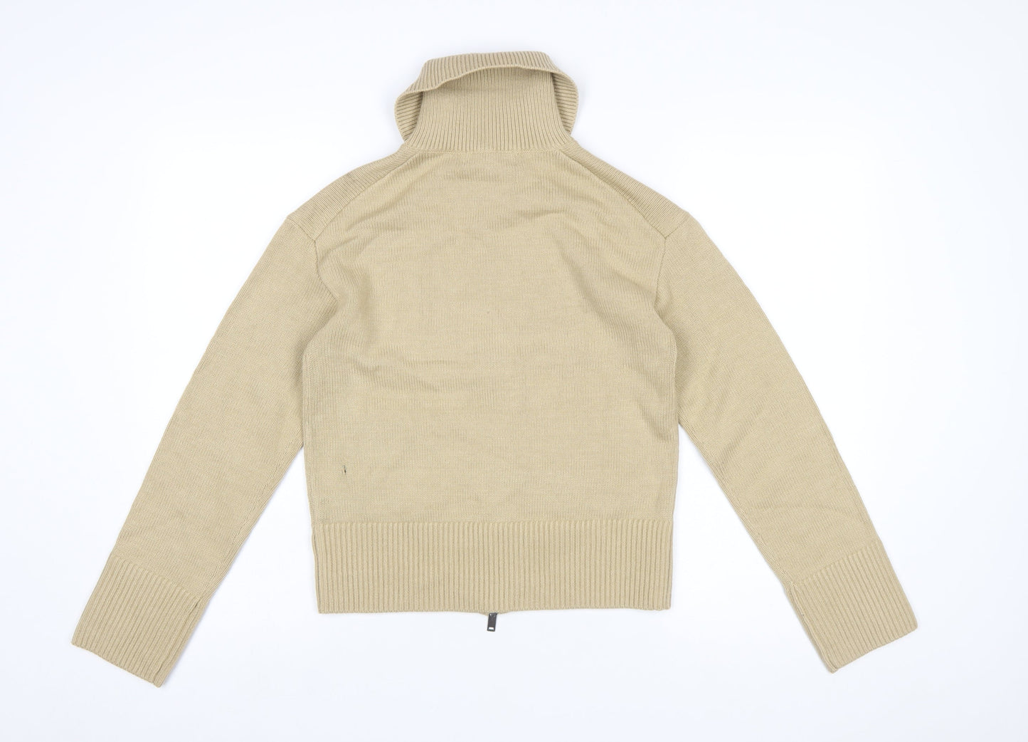 Marks and Spencer Women Beige XS Full Zip High Neck Jumper