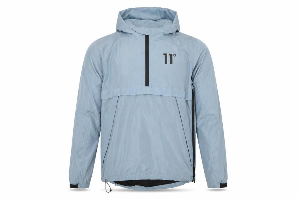 11 Degrees Men Blue Hooded Windbreaker Jacket Size M