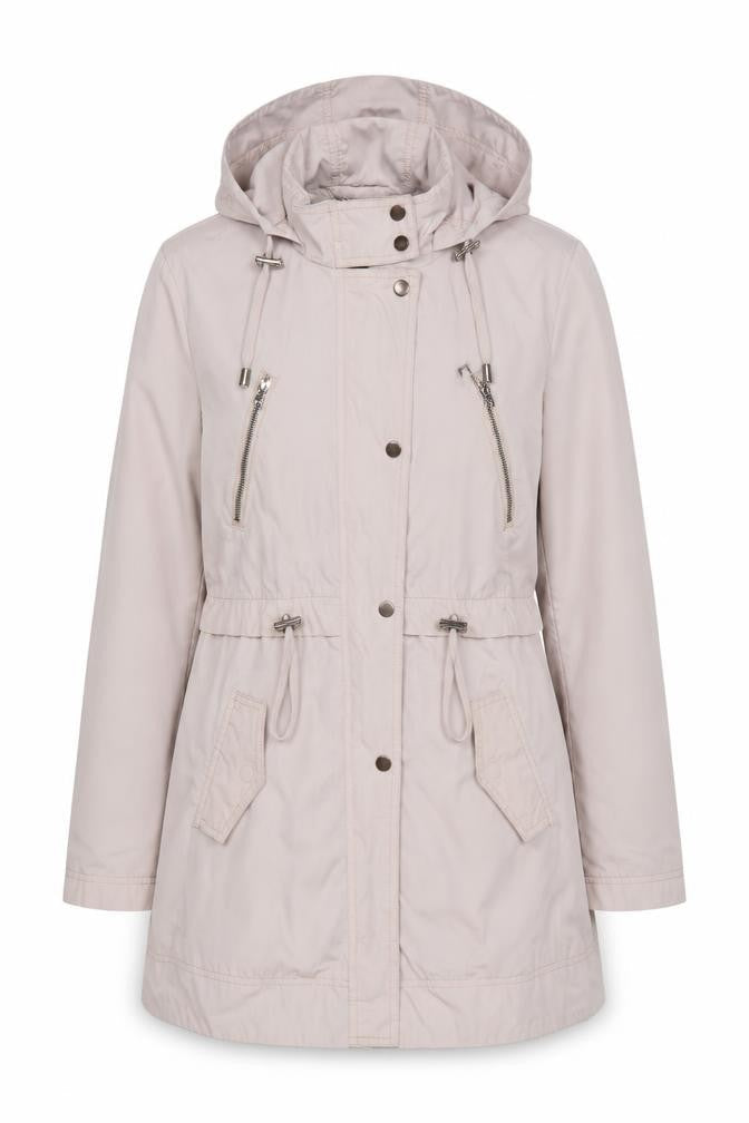 Principles by Ben de Lisi Women's Beige Parka Coat Size 12 Hooded Mid-Length
