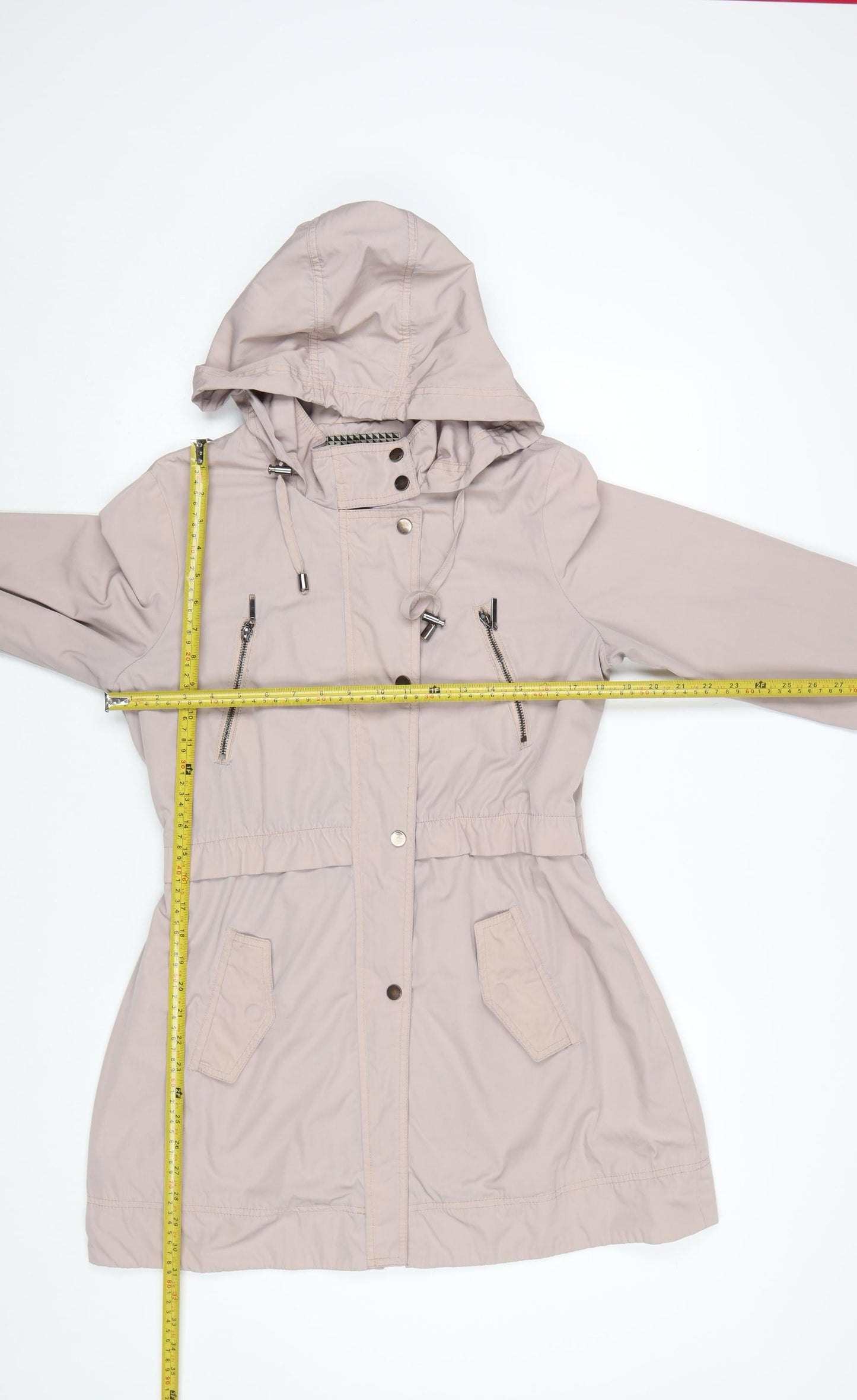Principles by Ben de Lisi Women's Beige Parka Coat Size 12 Hooded Mid-Length