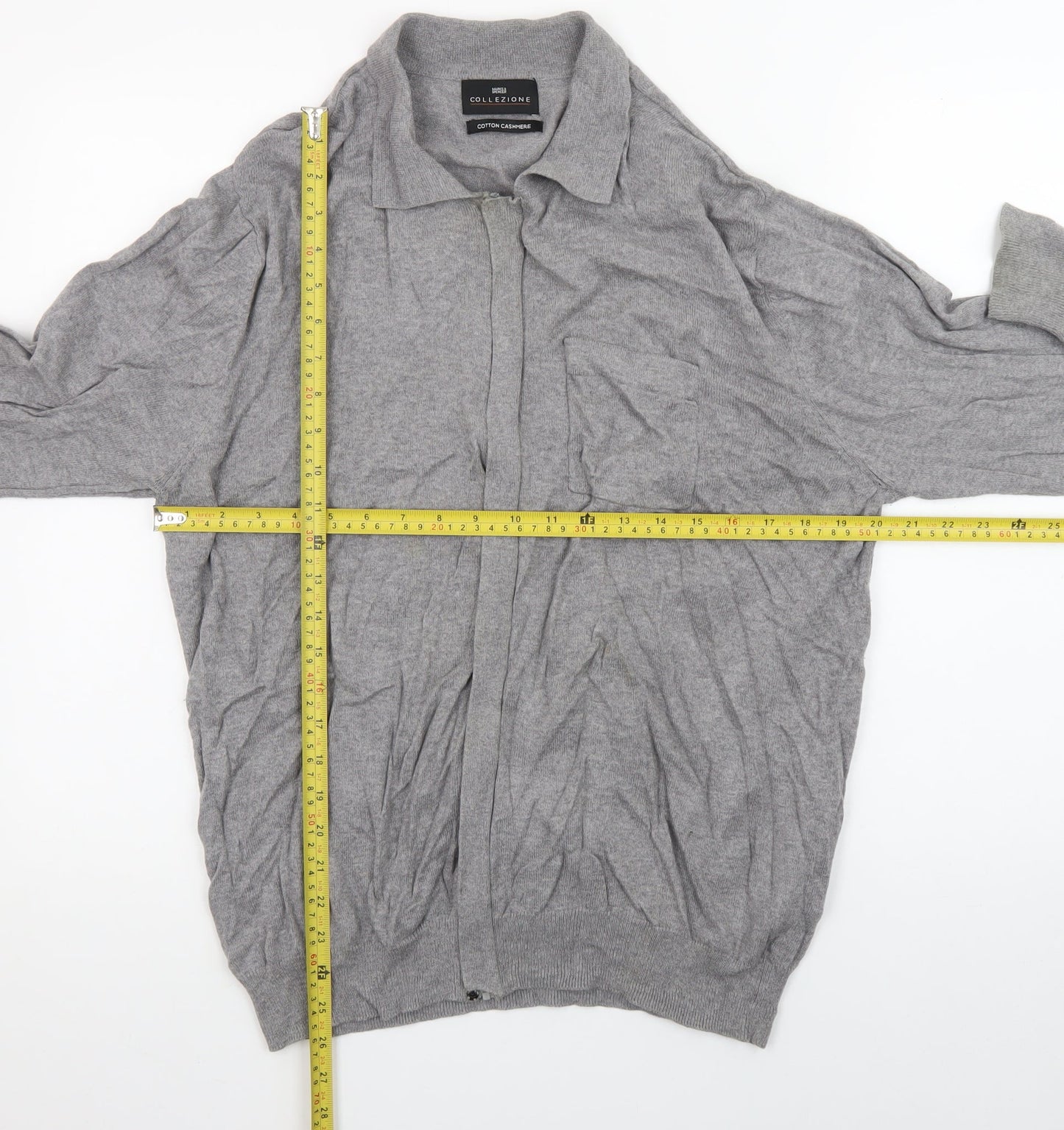 Marks and Spencer Women’s Grey Full Zip Cardigan L Cotton Cashmere