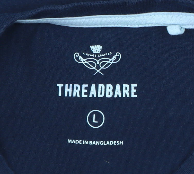 Threadbare Men's Blue Crew Neck Cotton T-Shirt Size L