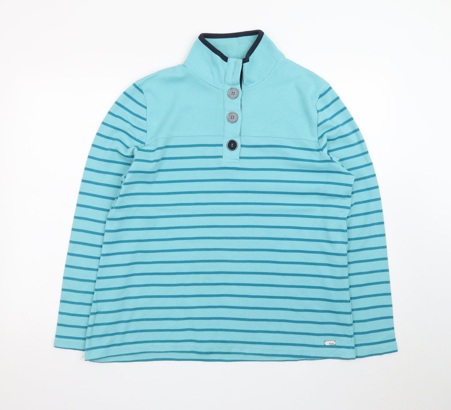 TIGI Teens Blue Striped Henley Sweatshirt 14/16 Cotton Long Sleeve