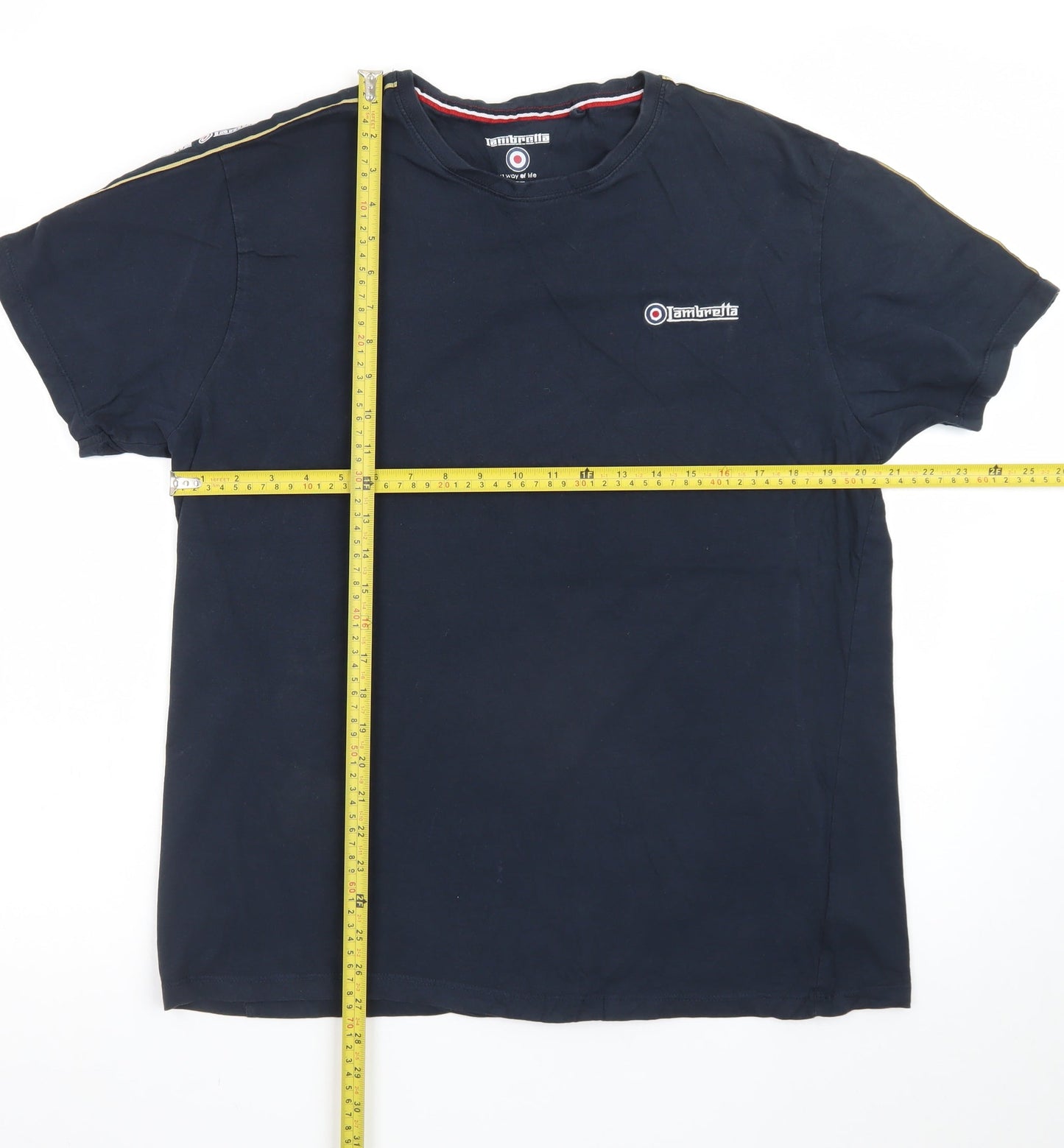 Lambretta Men's Blue XL Retro Crew Neck Cotton T-Shirt
