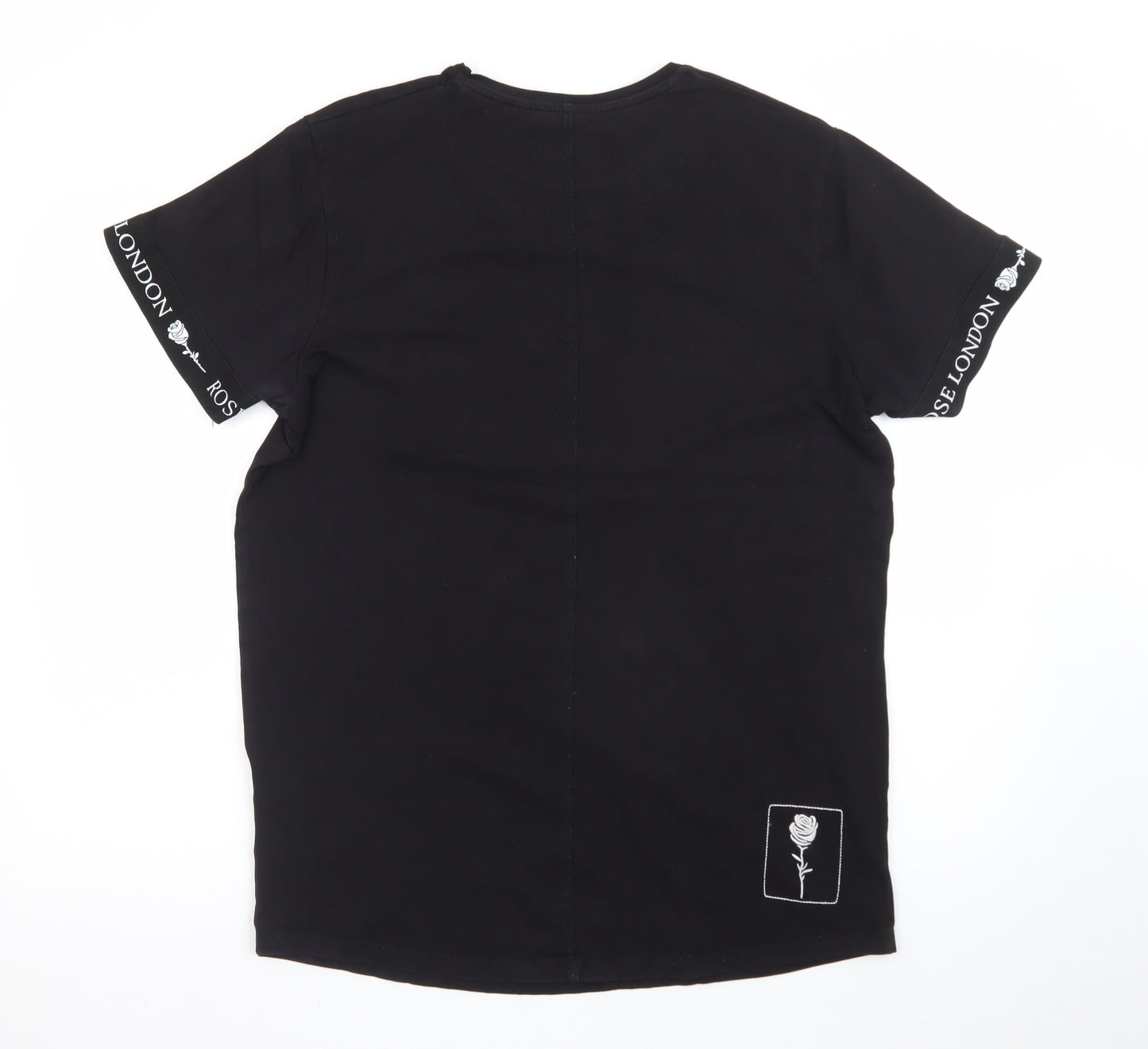 Rose London Men's Black Slim Fit Logo Graphic T-Shirt M