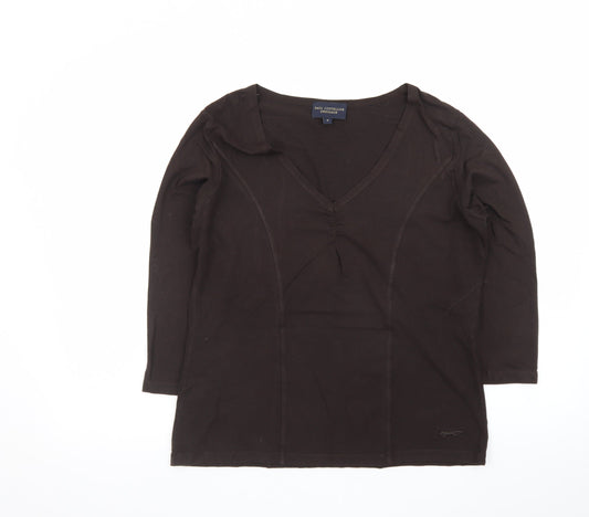 Paul Costelloe Dressage Womens Brown 3/4 Sleeve V-Neck Top Size 4
