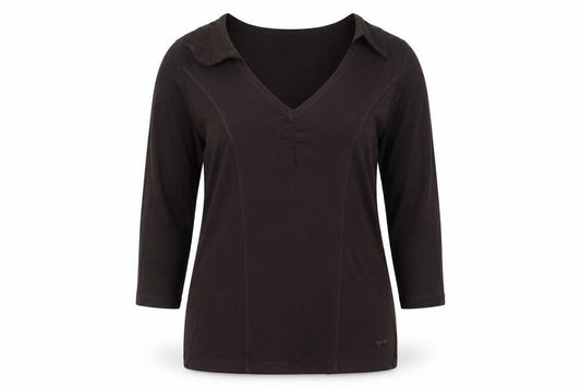 Paul Costelloe Dressage Womens Brown 3/4 Sleeve V-Neck Top Size 4
