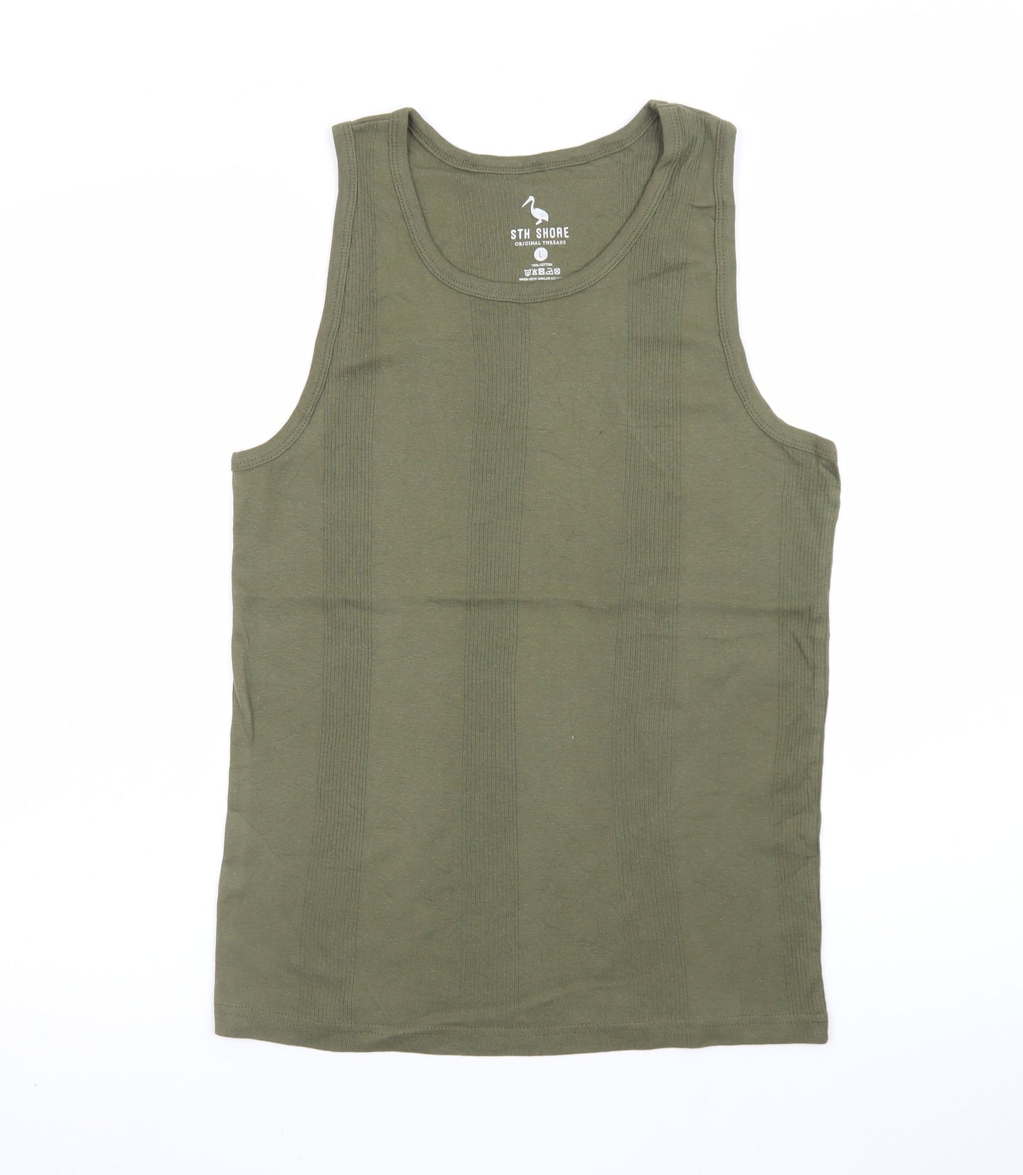 STH Shore Men's Green Sleeveless Cotton Tank Top Size L