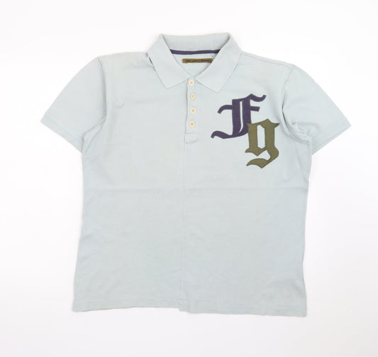 Fake London Genius Men's Blue Polo Shirt Size M 100% Cotton Logo Detail