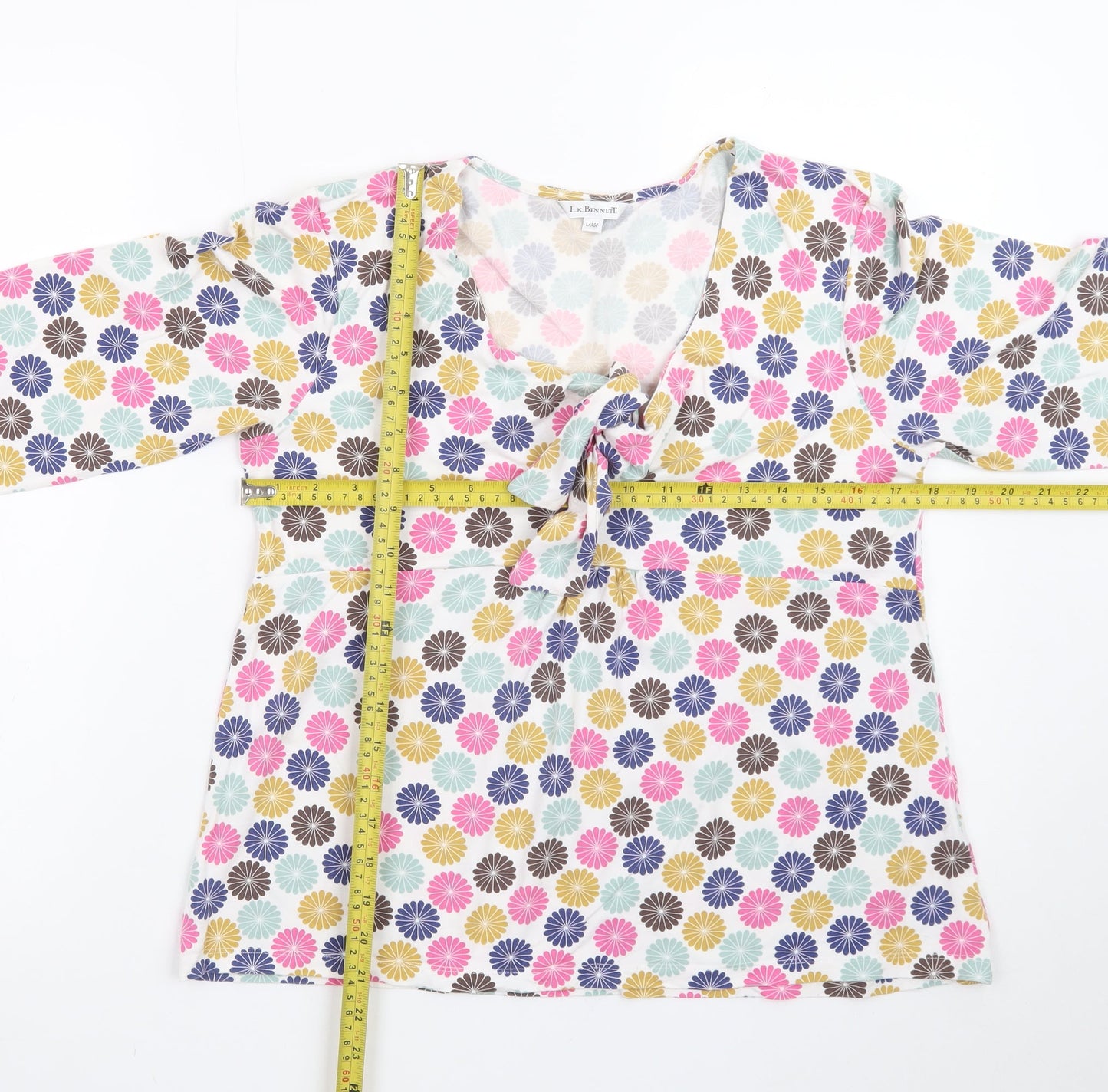 L.K. Bennett Women's Multicoloured Floral Wrap Blouse Size L