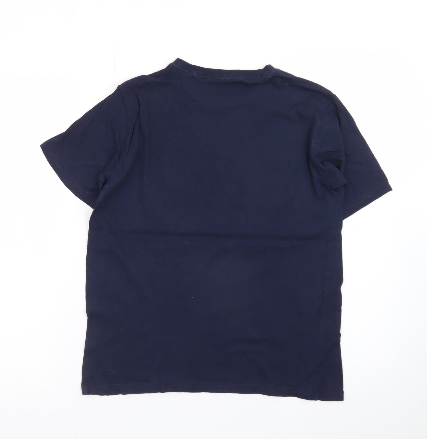 Tommy Hilfiger Men's Navy Blue Flag Logo Cotton T-Shirt L