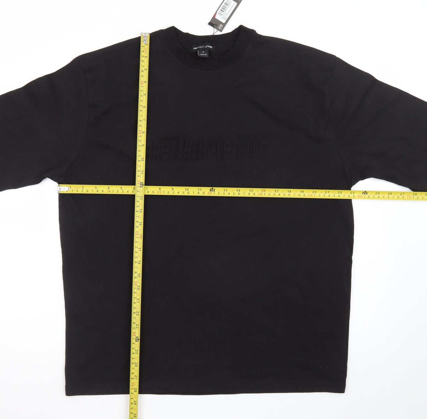 PrettyLittleThing Men's Black Cotton Crew Neck Regular Fit T-Shirt M