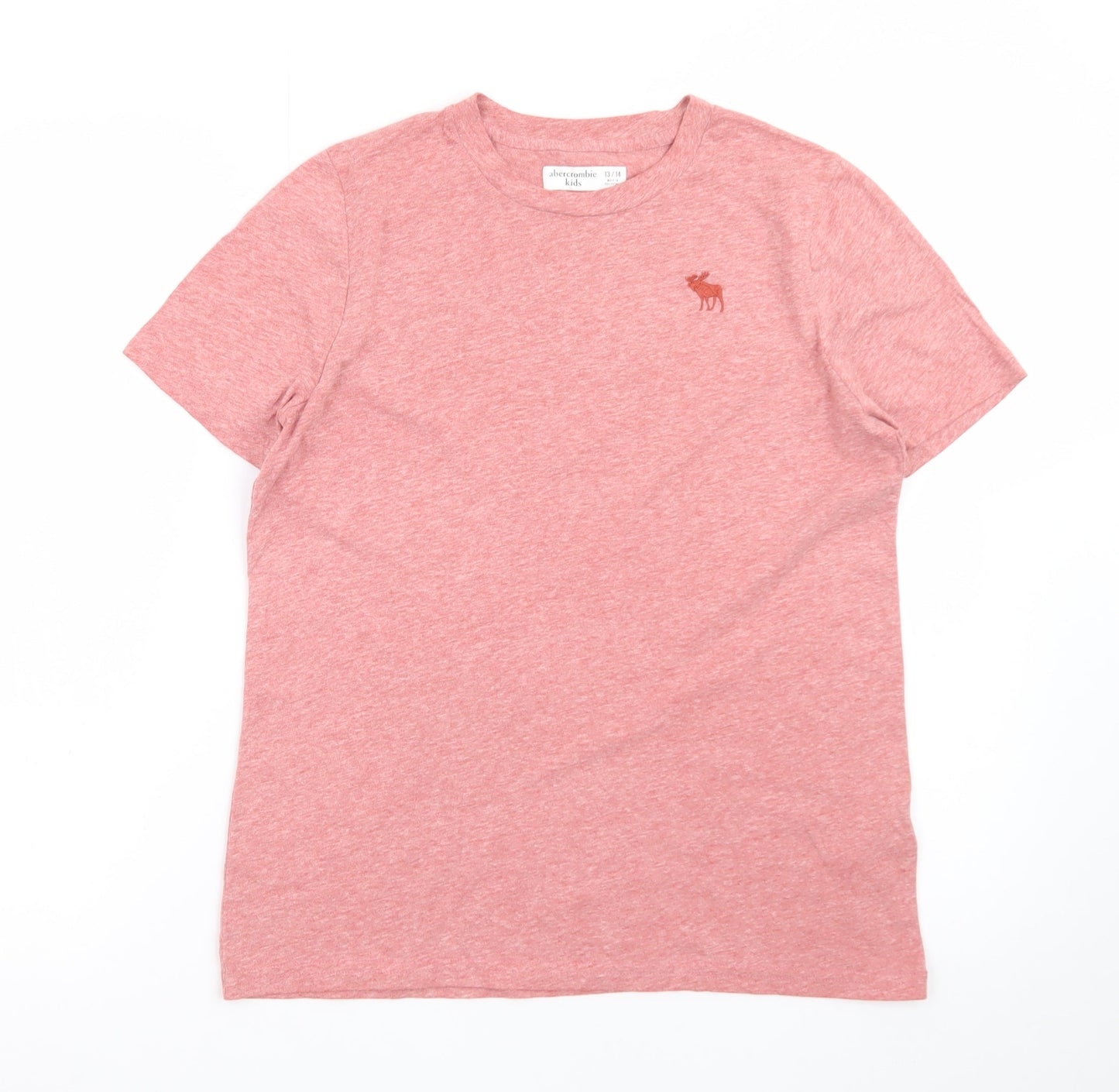 Abercrombie Kids Boys Pink Logo T-Shirt 13-14 Years Short Sleeve Crew Neck