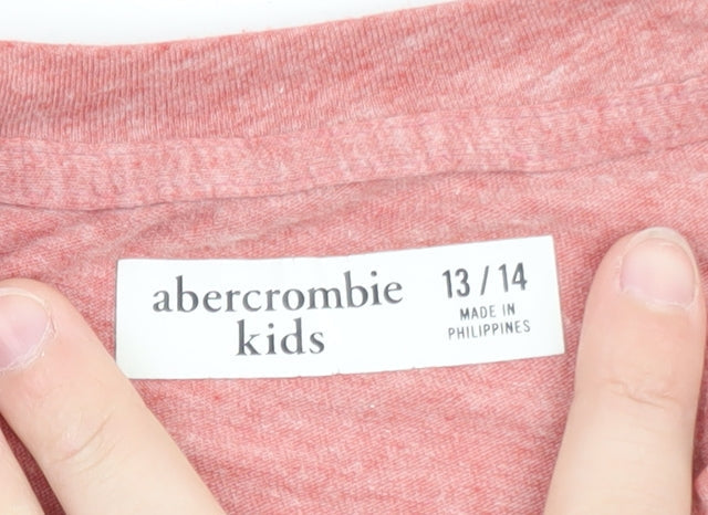 Abercrombie Kids Boys Pink Logo T-Shirt 13-14 Years Short Sleeve Crew Neck