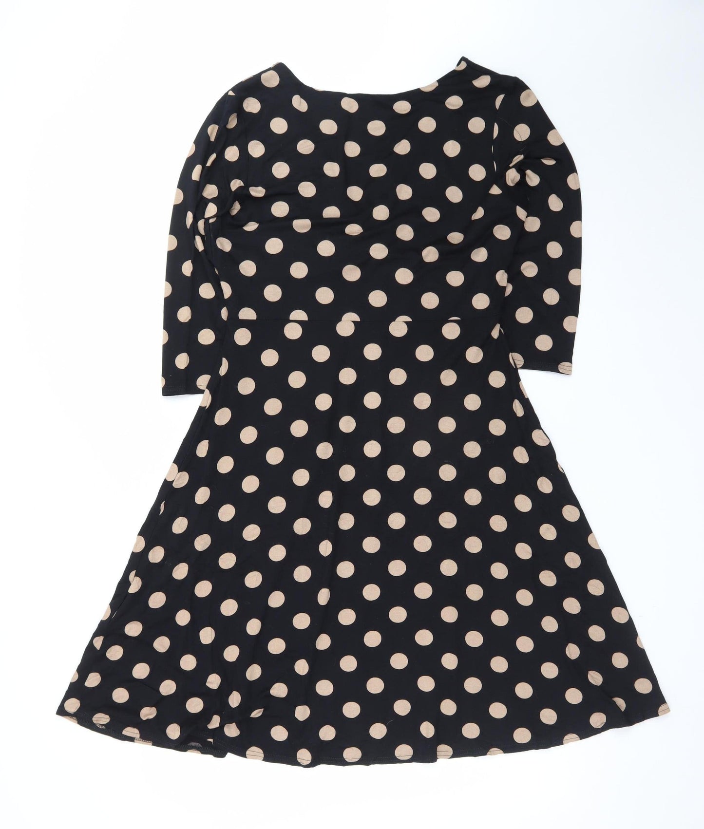 Phase Eight Women Black Polka Dot Size 14 A-Line Jersey Dress