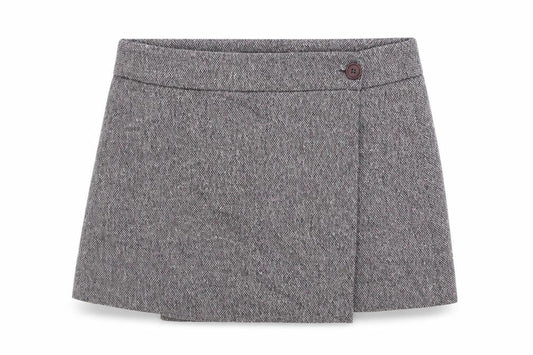 Great Plains Women's Grey Tweed Wrap Mini Skirt Size 10